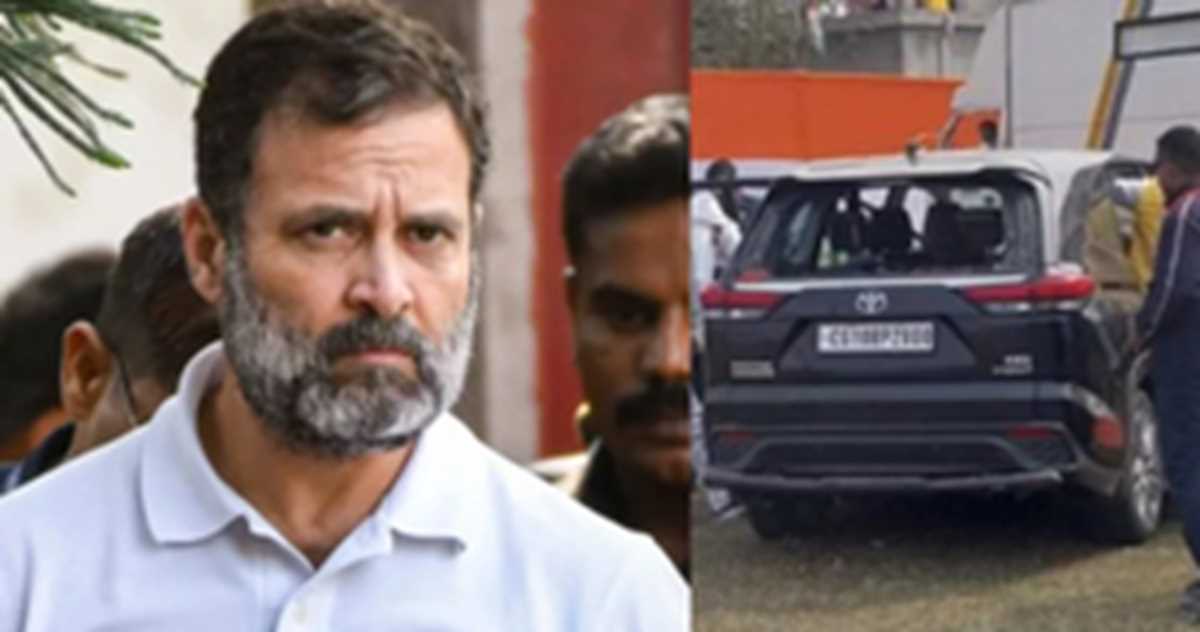 राहुल गांधी के वाहन की पिछली विंडस्क्रीन बंगाल के मालदा में तोड़ी गई